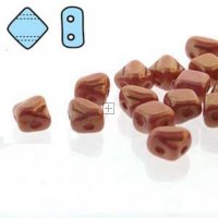 Czech 2 Hole Silky Beads 5mm 40pc Chalk Red Luster