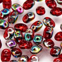 Czech MiniDuo Two-hole Beads 4x2mm 90 Beads Ruby Vitrail