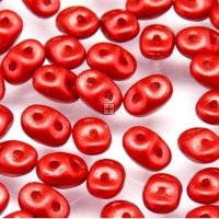 Czech MiniDuo Two-hole Bd 4x2mm 90 Beads Chalk Lava Red