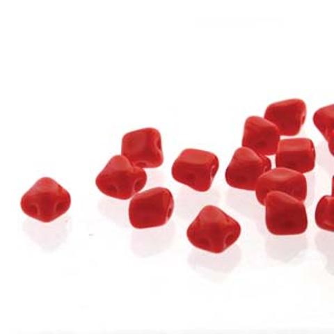 Czech 2 Hole Silky Beads 5mm 40pc Opaque Red